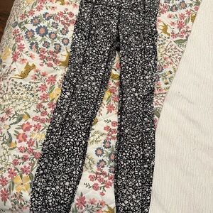 Floral Black and White Leggings